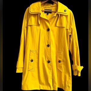 Vintage Yellow Hooded London Fog Trench Raincoat Waterproof Size L